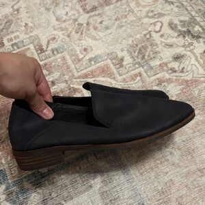 Lucky Brand Black Loafers with Wooden Heel